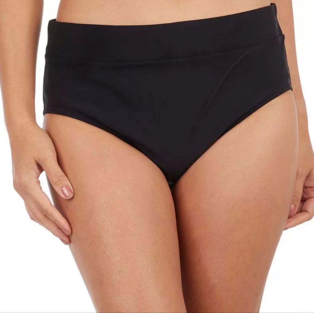 American Beach Arabian Nights Solid Shaper Swim Bikini Bottoms Black Plus Sz 16